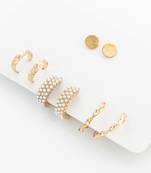 gold plated pearl huggie and textured hoop set