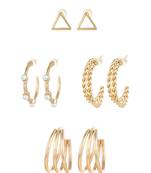 gold plated textured hoop and pearl stud set