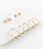 gold plated geometric stud and hoop earring set