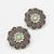 oxidized floral motif stud earrings with green stone