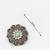 oxidized floral motif stud earrings with green stone