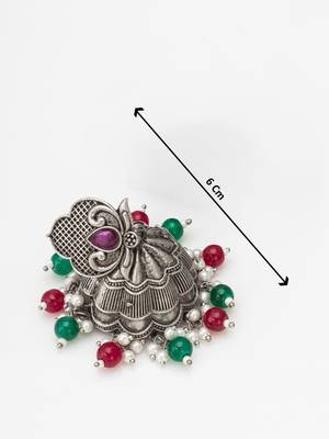 oxidized multicolor beaded statement jhumka earrings 3