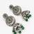 oxidized green beaded traditional jhumka earrings