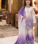 Designer party wear heavy natural crepe kids top plazzo & dupatta set
