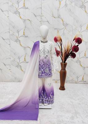 Designer party wear heavy natural crepe kids top plazzo & dupatta set 2