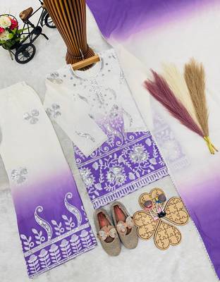 Designer party wear heavy natural crepe kids top plazzo & dupatta set 3