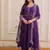 Purple Embroidered kurta set with dupatta 