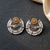 Ethnic silver & gold-tone bird statement earrings with pearl seed beads