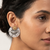 Ethnic silver & gold-tone bird statement earrings with pearl seed beads