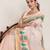 Beige print linen saree with blouse piece