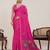Pink print linen saree with blouse piece