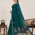 Green print linen saree with blouse piece