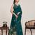 Green print linen saree with blouse piece