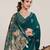 Green print linen saree with blouse piece
