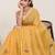 Yellow print linen saree with blouse piece