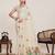 Cream print linen saree festive & ethnic wear women with blouse piece