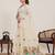 Cream print linen saree festive & ethnic wear women with blouse piece