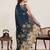 Grey print linen saree with blouse piece