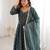 Dark green silk blend plain kurta sets