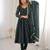 Dark green silk blend plain kurta sets