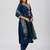 Teal blue silk blend embroidered kurta sets