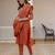 Rust silk blend embroidered kurta sets
