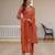 Rust silk blend embroidered kurta sets