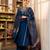 Navy blue silk blend embroidered kurta sets