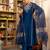 Navy blue silk blend embroidered kurta sets