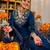 Navy blue silk blend embroidered kurta sets