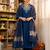 Navy blue silk blend embroidered kurta sets