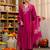 Magenta silk blend embroidered kurta sets