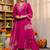 Magenta silk blend embroidered kurta sets