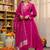 Magenta silk blend embroidered kurta sets