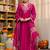 Magenta silk blend embroidered kurta sets
