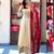 Beige silk blend embroidered kurta sets