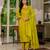 Lime green silk blend embroidered kurta sets