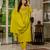 Lime green silk blend embroidered kurta sets