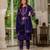 Purple silk blend embroidered kurta sets