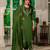 Dark green silk blend embroidered kurta sets