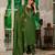 Dark green silk blend embroidered kurta sets