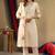 Beige silk blend embroidered kurta sets