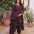 Plum cotton blend embroidered kurta sets
