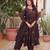 Plum cotton blend embroidered kurta sets