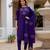 Purple silk blend embroidered kurta sets