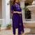 Purple silk blend embroidered kurta sets