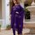 Purple silk blend embroidered kurta sets