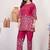Hot pink cotton blend embroidered kurta sets