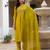 Lime green silk blend embroidered kurta sets
