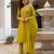 Lime green silk blend embroidered kurta sets
